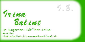 irina balint business card